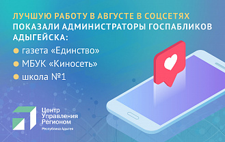 В рейтинге ЦУР Адыгейск занял первое место за работу в интернете в августе  
